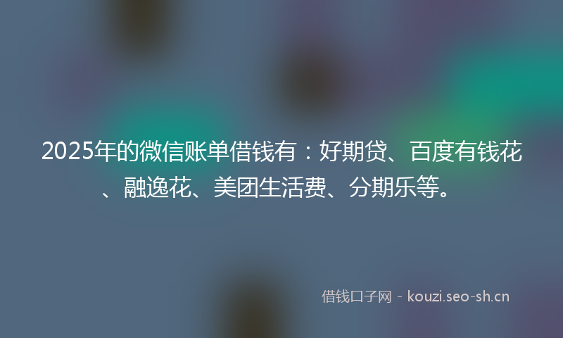 2025年的微信账单借钱有：好期贷、百度有钱花、融逸花、美团生活费、分期乐等。