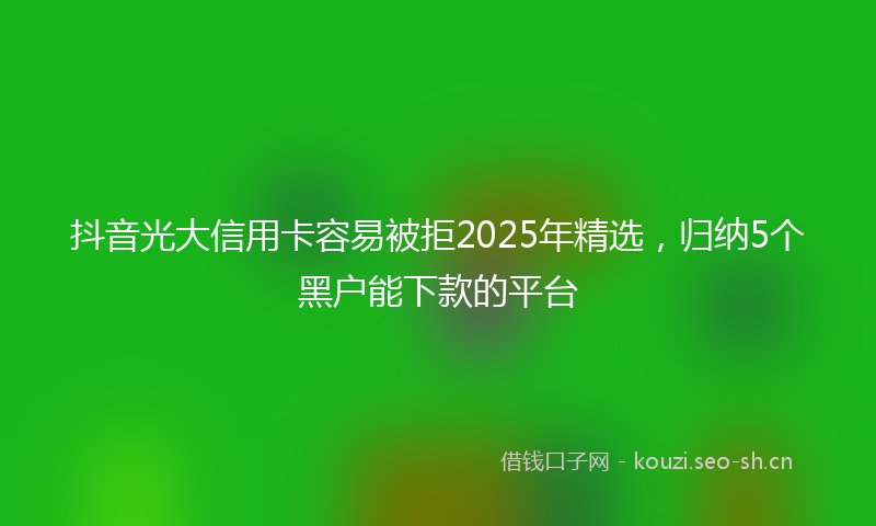 抖音光大信用卡容易被拒2025年精选,归纳5个黑户能下款的平台