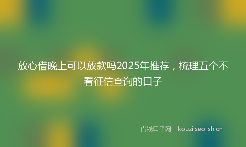 放心借晚上可以放款吗2025年推荐，梳理五个不看征信查询的口子