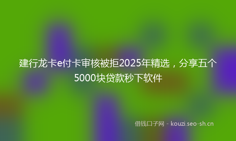 建行龙卡e付卡审核被拒2025年精选，分享五个5000块贷款秒下软件