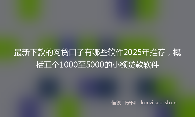 最新下款的网贷口子有哪些软件2025年推荐，概括五个1000至5000的小额贷款软件