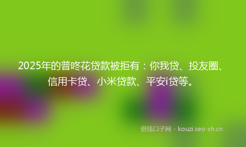 2025年的普咚花贷款被拒有：你我贷、投友圈、信用卡贷、小米贷款、平安i贷等。