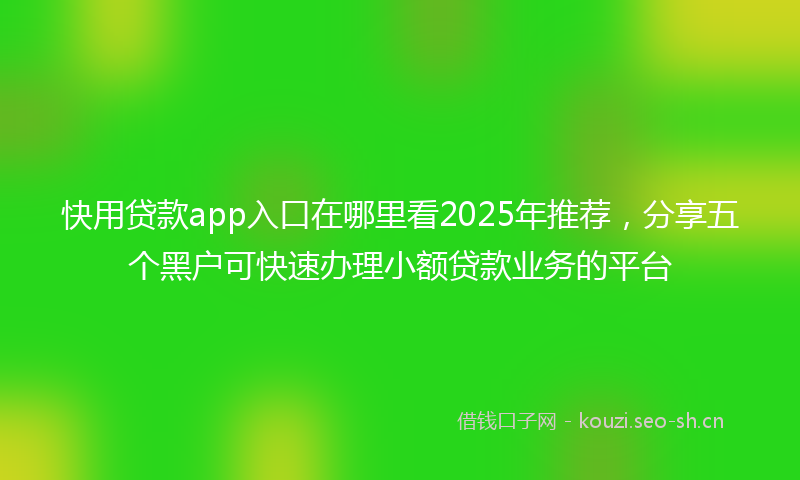 快用贷款app入口在哪里看2025年推荐,分享五个黑户可快速办理小额贷款业务的平台