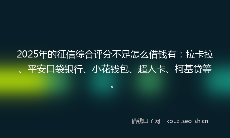 2025年的征信综合评分不足怎么借钱有：拉卡拉、平安口袋银行、小花钱包、超人卡、柯基贷等。