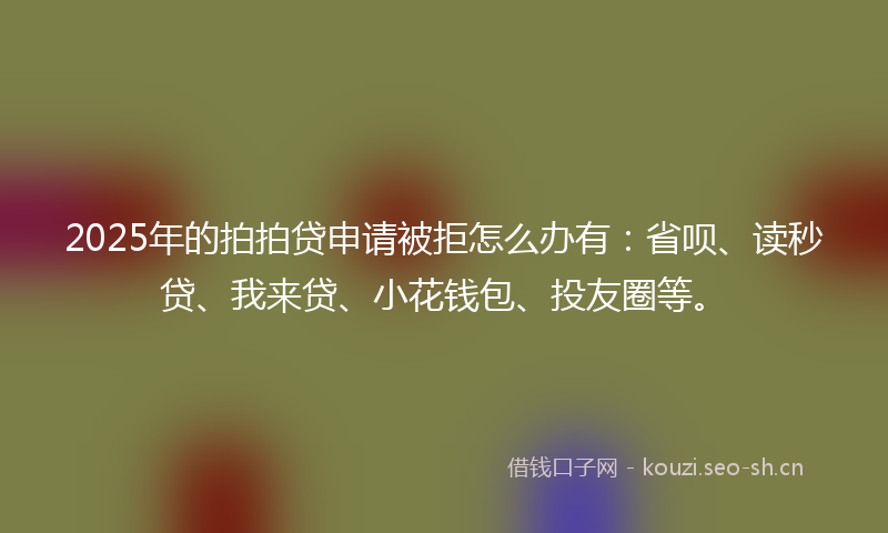 2025年的拍拍贷申请被拒怎么办有：省呗、读秒贷、我来贷、小花钱包、投友圈等。