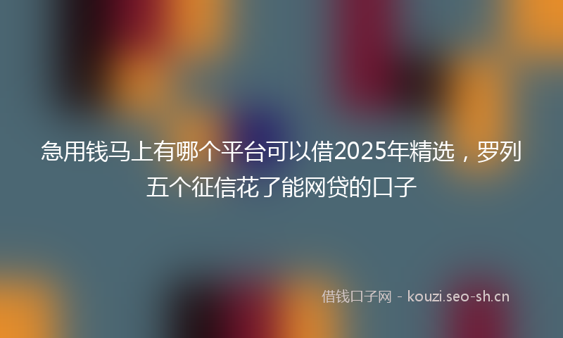 急用钱马上有哪个平台可以借2025年精选，罗列五个征信花了能网贷的口子