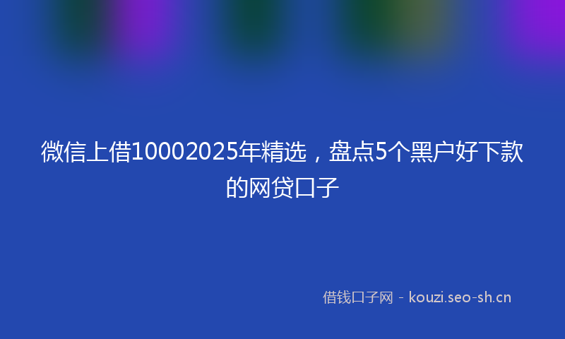 微信上借10002025年精选,盘点5个黑户好下款的网贷口子