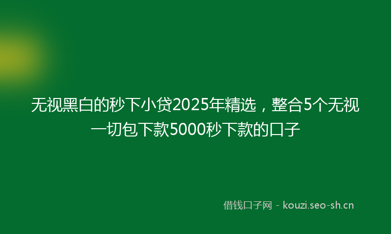 无视黑白的秒下小贷2025年精选，整合5个无视一切包下款5000秒下款的口子
