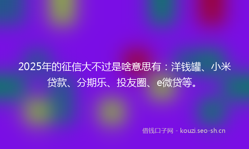 2025年的征信大不过是啥意思有：洋钱罐、小米贷款、分期乐、投友圈、e微贷等。
