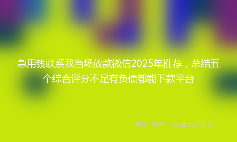 急用钱联系我当场放款微信2025年推荐，总结五个综合评分不足有负债都能下款平台
