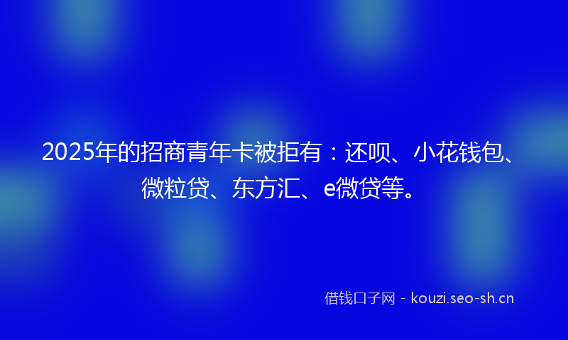2025年的招商青年卡被拒有:还呗、小花钱包、微粒贷、东方汇、e微贷等。