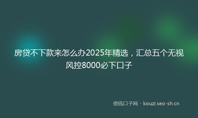 房贷不下款来怎么办2025年精选，汇总五个无视风控8000必下口子