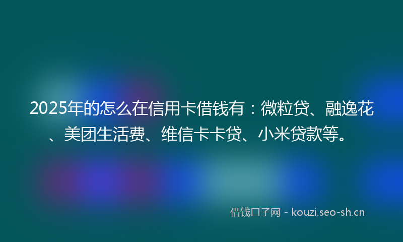 2025年的怎么在信用卡借钱有:微粒贷、融逸花、美团生活费、维信卡卡贷、小米贷款等。