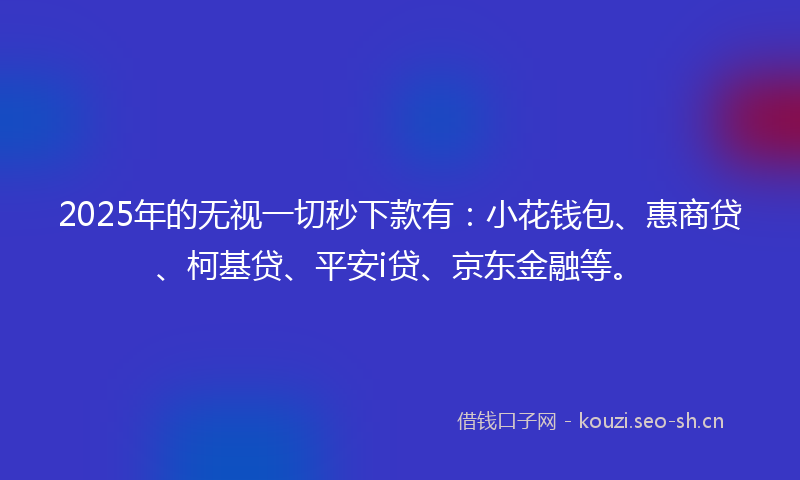 2025年的无视一切秒下款有：小花钱包、惠商贷、柯基贷、平安i贷、京东金融等。