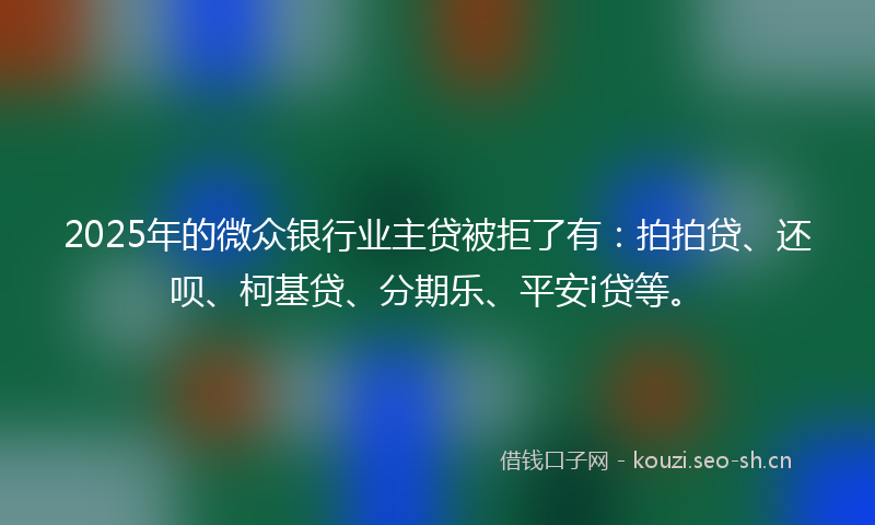 2025年的微众银行业主贷被拒了有：拍拍贷、还呗、柯基贷、分期乐、平安i贷等。