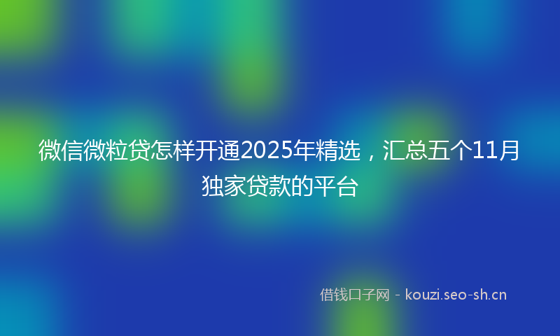 微信微粒贷怎样开通2025年精选，汇总五个11月独家贷款的平台