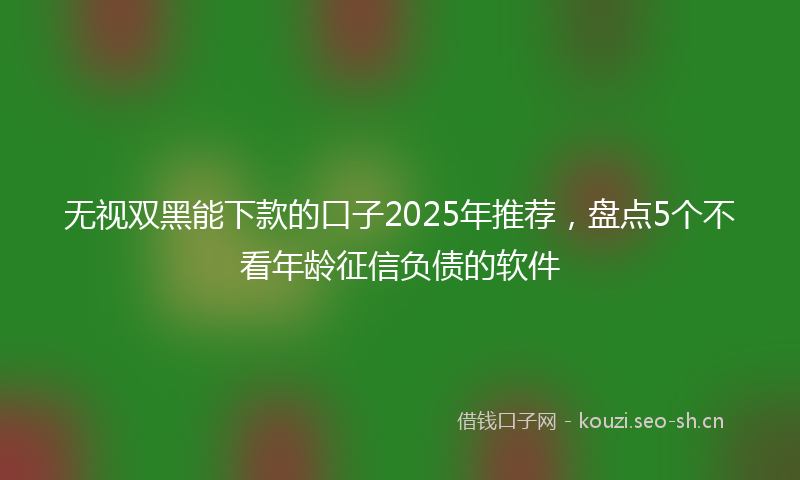 无视双黑能下款的口子2025年推荐，盘点5个不看年龄征信负债的软件