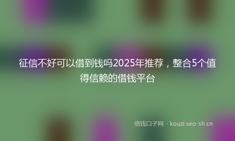 征信不好可以借到钱吗2025年推荐，整合5个值得信赖的借钱平台