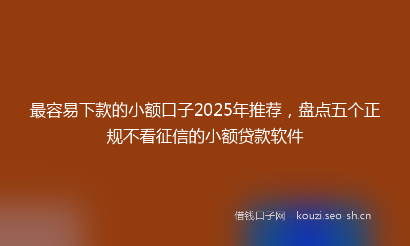 最容易下款的小额口子2025年推荐，盘点五个正规不看征信的小额贷款软件