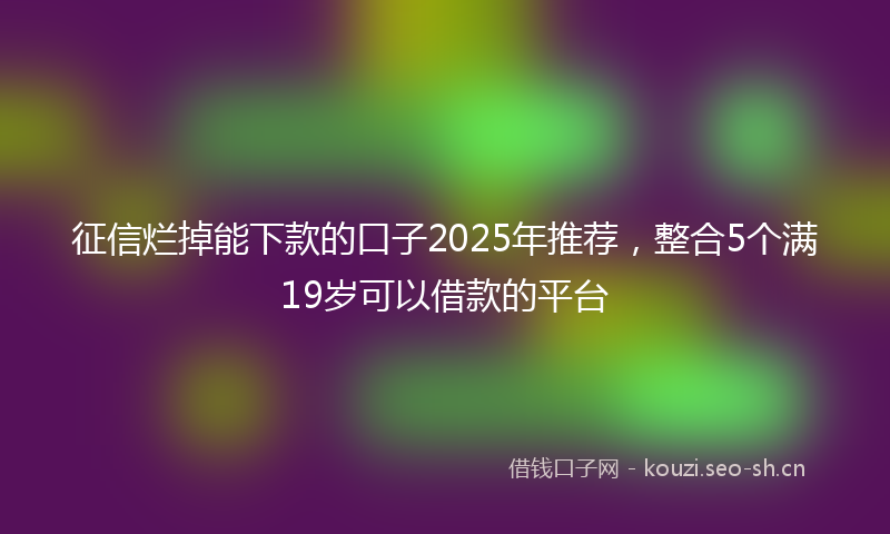 征信烂掉能下款的口子2025年推荐，整合5个满19岁可以借款的平台