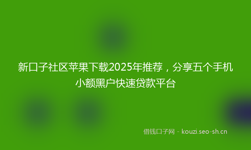 新口子社区苹果下载2025年推荐，分享五个手机小额黑户快速贷款平台