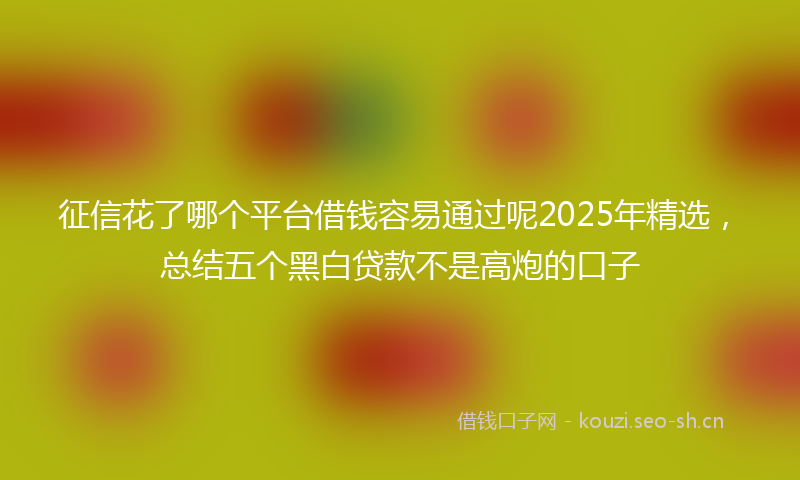 征信花了哪个平台借钱容易通过呢2025年精选，总结五个黑白贷款不是高炮的口子