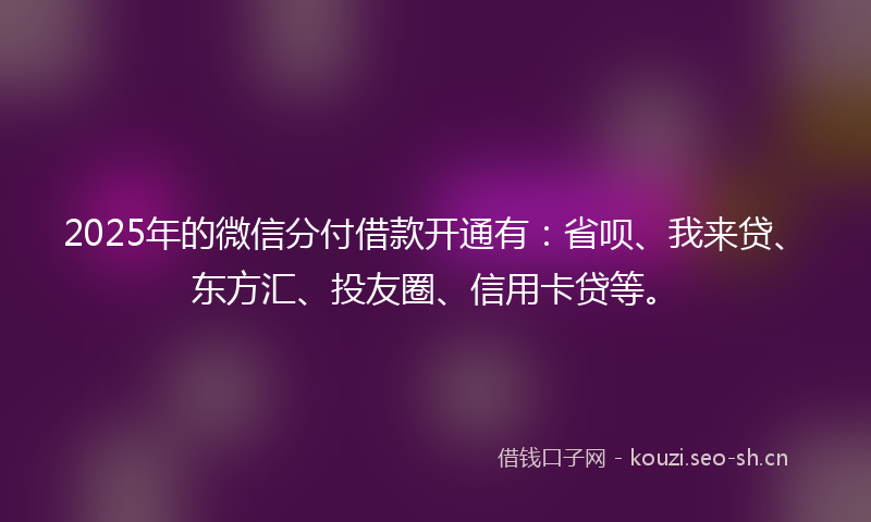2025年的微信分付借款开通有：省呗、我来贷、东方汇、投友圈、信用卡贷等。