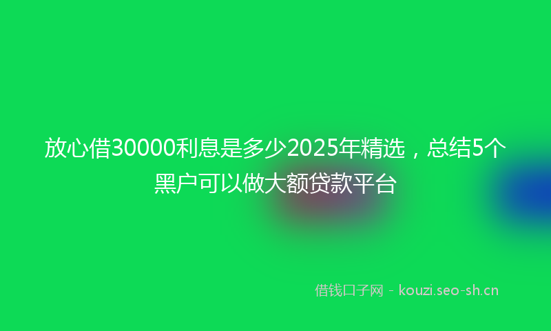 放心借30000利息是多少2025年精选，总结5个黑户可以做大额贷款平台