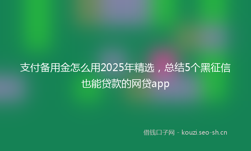 支付备用金怎么用2025年精选，总结5个黑征信也能贷款的网贷app