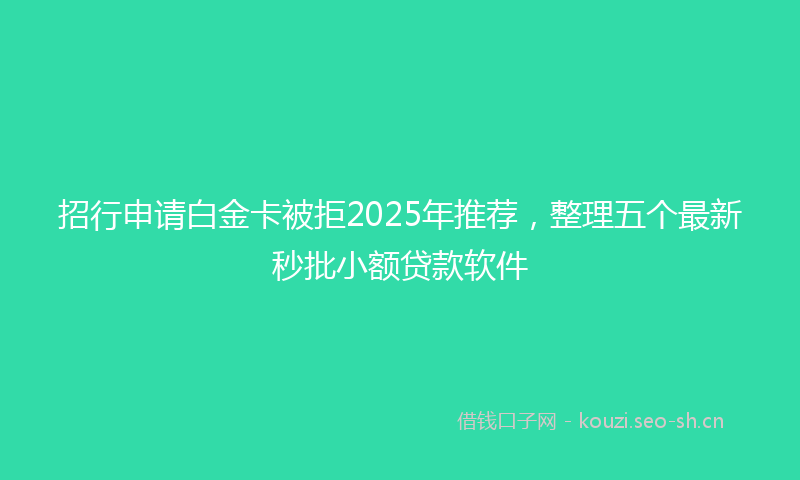 招行申请白金卡被拒2025年推荐，整理五个最新秒批小额贷款软件