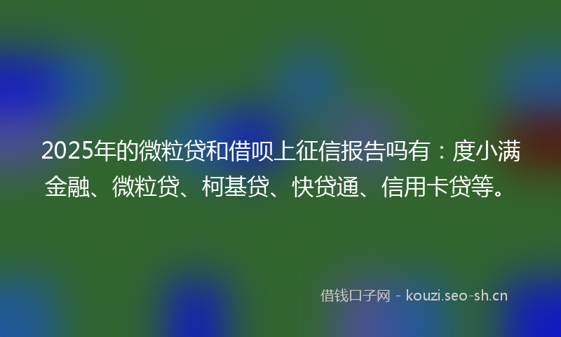 2025年的微粒贷和借呗上征信报告吗有：度小满金融、微粒贷、柯基贷、快贷通、信用卡贷等。