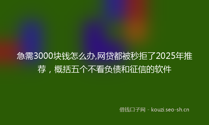 急需3000块钱怎么办,网贷都被秒拒了2025年推荐，概括五个不看负债和征信的软件
