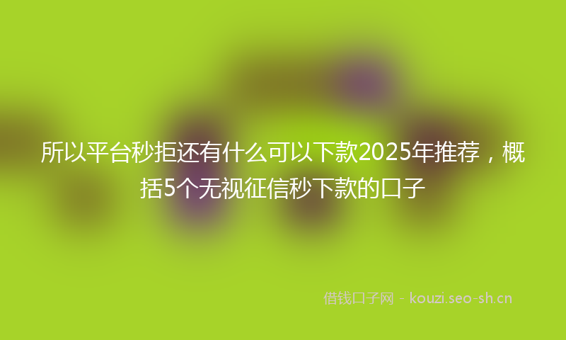 所以平台秒拒还有什么可以下款2025年推荐，概括5个无视征信秒下款的口子