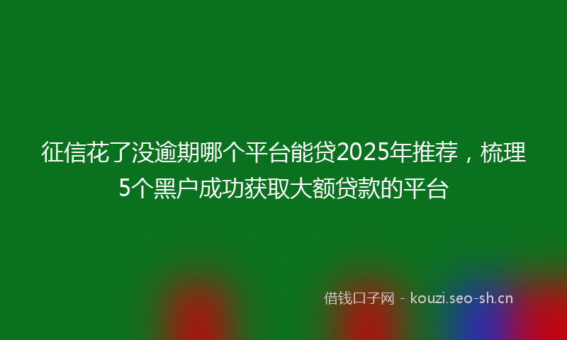 征信花了没逾期哪个平台能贷2025年推荐，梳理5个黑户成功获取大额贷款的平台
