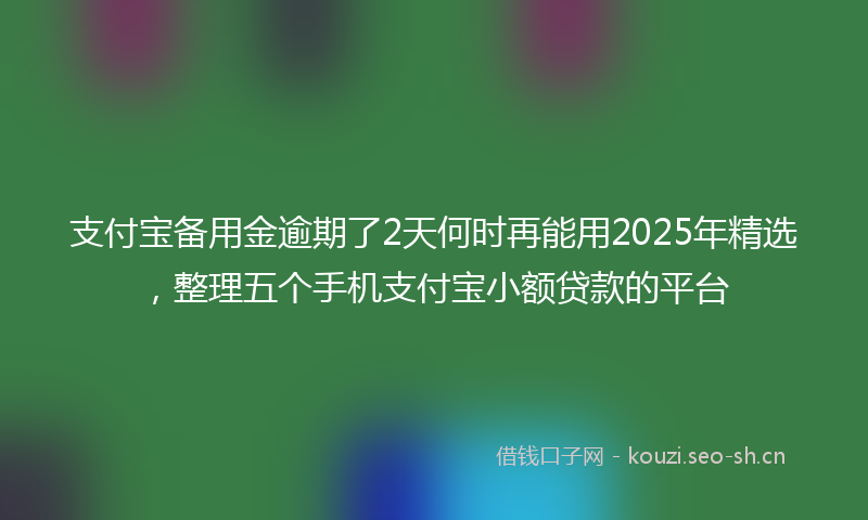 支付宝备用金逾期了2天何时再能用2025年精选，整理五个手机支付宝小额贷款的平台