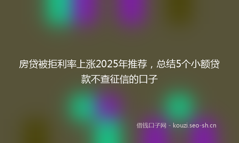 房贷被拒利率上涨2025年推荐，总结5个小额贷款不查征信的口子