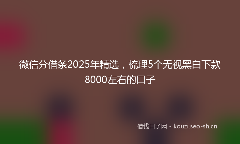 微信分借条2025年精选，梳理5个无视黑白下款8000左右的口子
