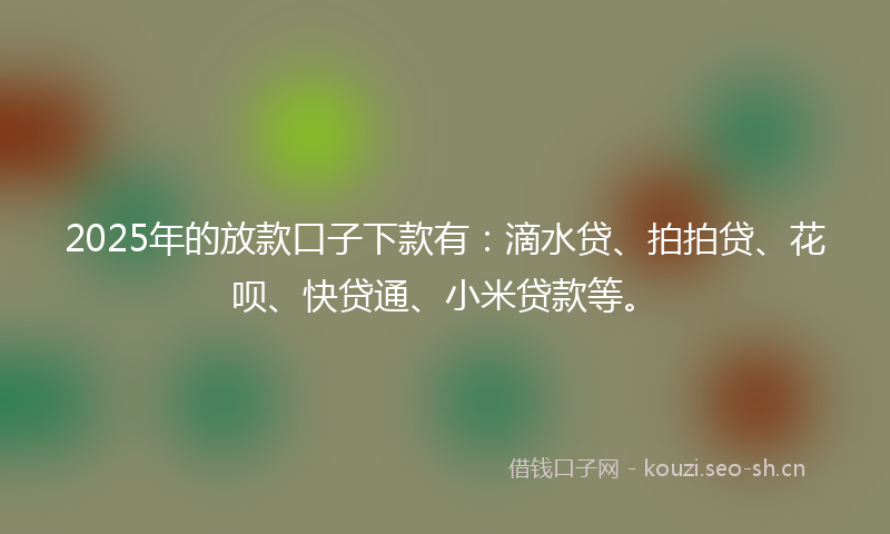 2025年的放款口子下款有：滴水贷、拍拍贷、花呗、快贷通、小米贷款等。