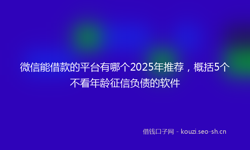 微信能借款的平台有哪个2025年推荐，概括5个不看年龄征信负债的软件