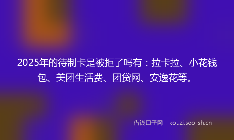 2025年的待制卡是被拒了吗有：拉卡拉、小花钱包、美团生活费、团贷网、安逸花等。