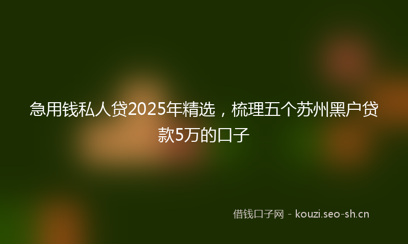 急用钱私人贷2025年精选,梳理五个苏州黑户贷款5万的口子