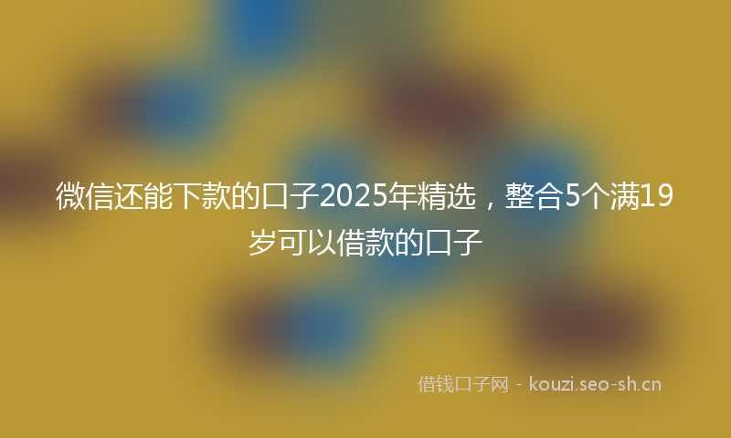 微信还能下款的口子2025年精选，整合5个满19岁可以借款的口子
