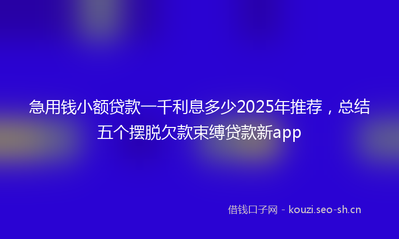 急用钱小额贷款一千利息多少2025年推荐,总结五个摆脱欠款束缚贷款新app