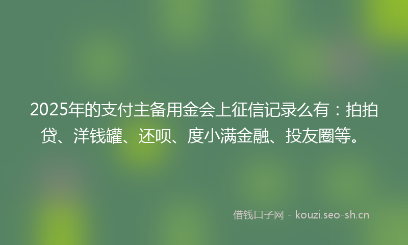 2025年的支付主备用金会上征信记录么有:拍拍贷、洋钱罐、还呗、度小满金融、投友圈等。