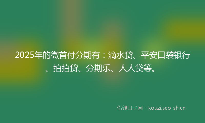 2025年的微首付分期有：滴水贷、平安口袋银行、拍拍贷、分期乐、人人贷等。