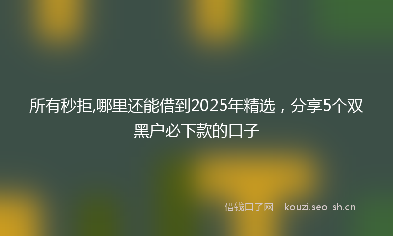 所有秒拒,哪里还能借到2025年精选，分享5个双黑户必下款的口子