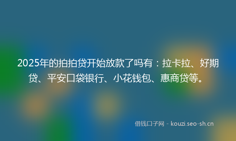 2025年的拍拍贷开始放款了吗有：拉卡拉、好期贷、平安口袋银行、小花钱包、惠商贷等。