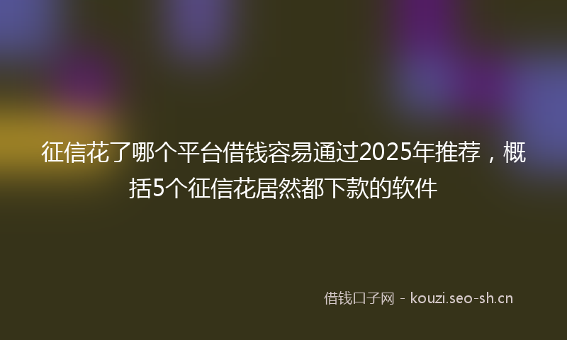 征信花了哪个平台借钱容易通过2025年推荐，概括5个征信花居然都下款的软件