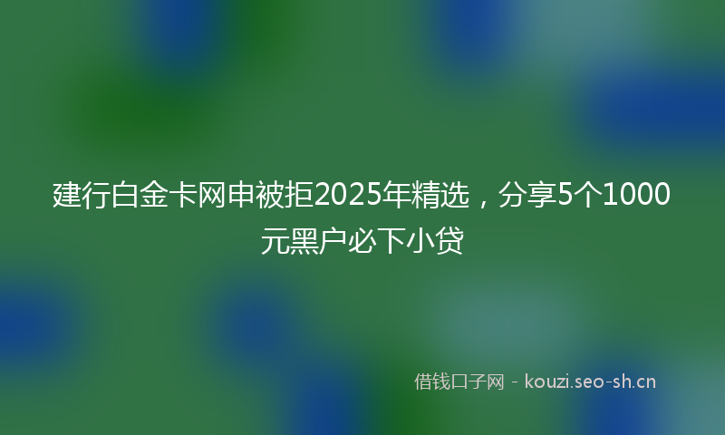 建行白金卡网申被拒2025年精选，分享5个1000元黑户必下小贷