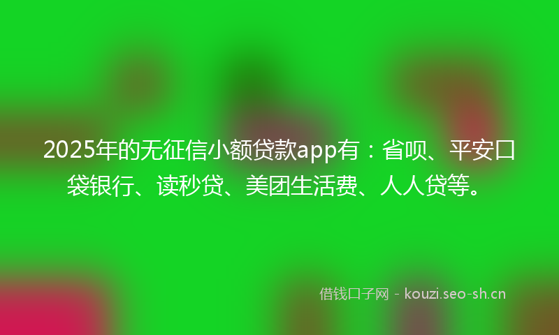 2025年的无征信小额贷款app有：省呗、平安口袋银行、读秒贷、美团生活费、人人贷等。